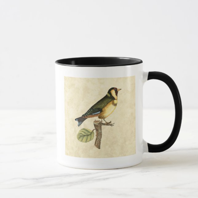 Tasse Oiseau jaune et vert perché sur une petite branche (Droite)
