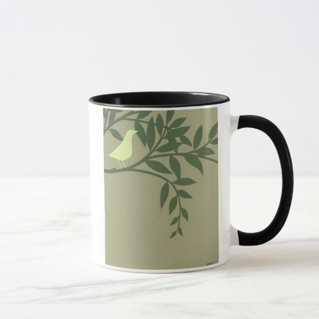 Tasse Oiseau vert perché sur une branche verte (Droite)