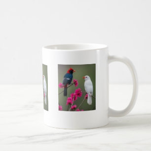 Tasse Oiseaux Rouges et Blancs sur Branche Florale