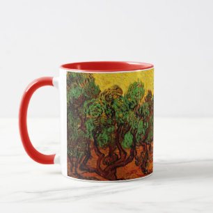 Tasse Oliviers de Van Gogh avec ciel jaune et soleil