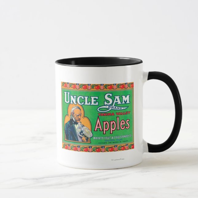 Tasse Oncle Sam Apple Étiquette (vert) - Wapato, WA (Droite)