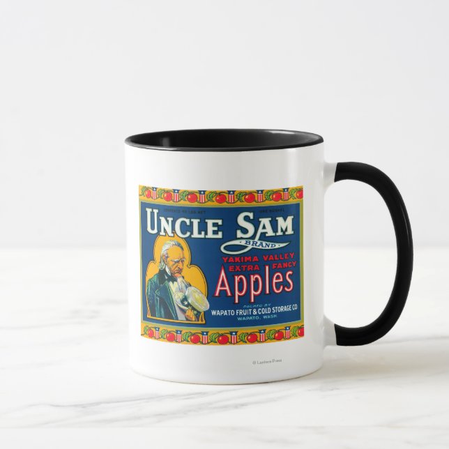 Tasse Oncle Sam Étiquette Apple (bleu) - Wapato, WA (Droite)