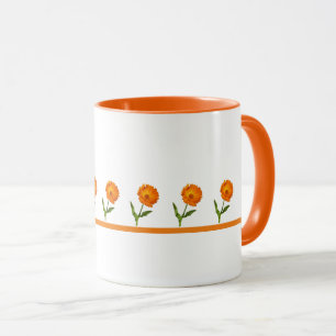Tasse - Orangenblüten auf einer Linie