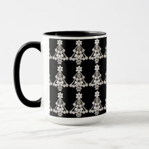 Tasse Ornement de Noël blanc sur noir