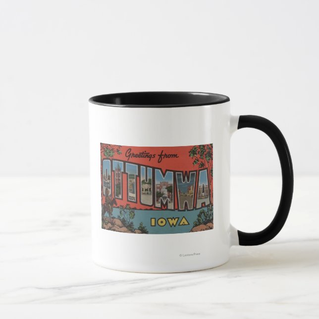Tasse Ottumwa, IowaGrandes lettres ScènesOttumwa, IA (Droite)