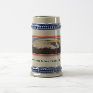 Tasse ou stein d'Eagle, nom du fils et date