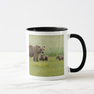 Tasse Ours brun d'Alaska femelle et trois oursons, Ursus
