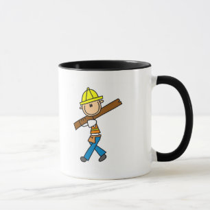 Tasse Ouvrier du bâtiment avec du bois de charpente