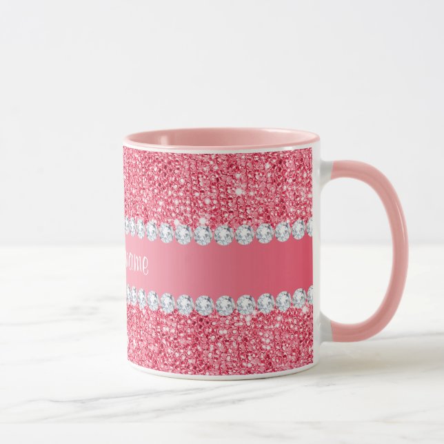 Tasse Paillettes et diamants roses de Faux (Droite)