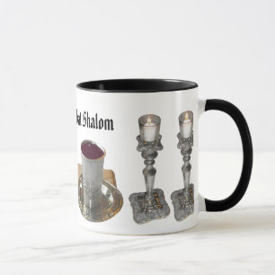 Tasse Pain du sabbat, couteau, vin, et bougies de