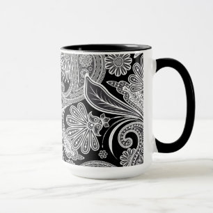 Tasse Paisley orange noir et blanc