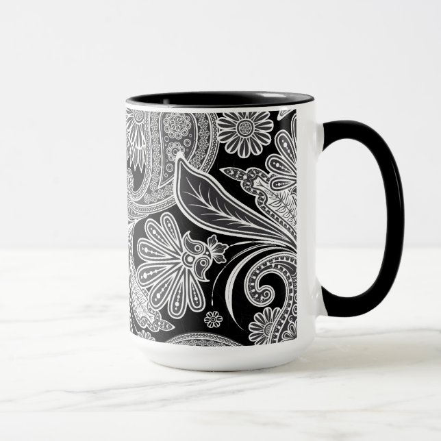 Tasse Paisley orange noir et blanc (Droite)