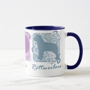 Tasse Paix, amour, et rottweilers en pastel
