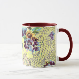 Tasse PANIER DE FLEURS ROMANTICA AVEC PANNEAUX Jaunes Fl