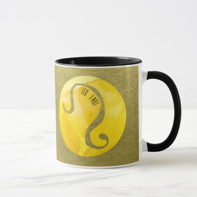 Tasse Panneau Jaune Zodiac Leo sur Arrière - plan Or (Droite)