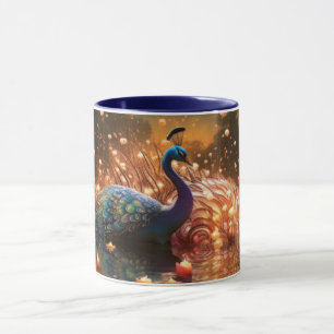 Tasse Paon Monogramme Personnalisé Éblouissant
