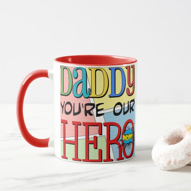 Tasse Papa vous êtes notre photo de héros (Avec donut)