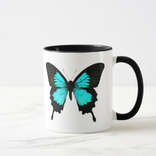 Tasse Papillon - bleu turquoise et noir