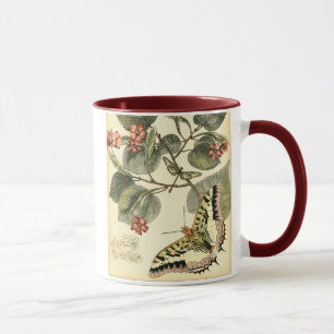 Tasse Papillon et libellule avec les fleurs rouges