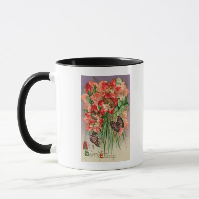 Tasse Pâques joyeuses avec des Fleurs de Tête Femmes (Gauche)