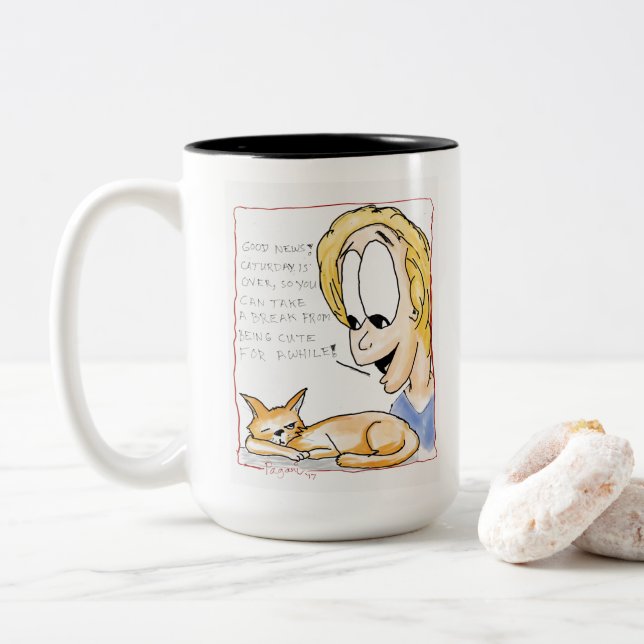 Tasse paresseuse de chat de Caturday (Avec donut)