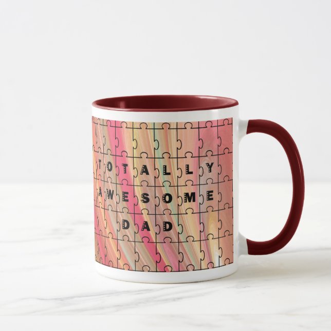 Tasse Parfait Papa Puzzle Texte rose/Motif Brown (Droite)