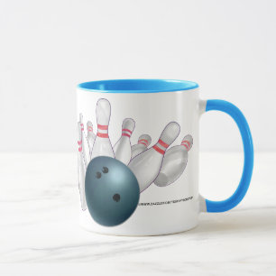 Tasse Partie personnalisée bleue de boule de bowling