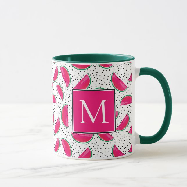 Tasse Pastèque au néon sur le motif de graines (Droite)