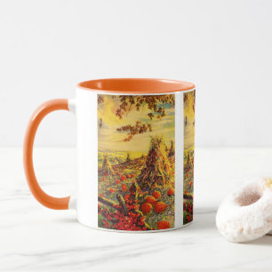Tasse Patch de Citrouille Halloween vintage avec Haystac
