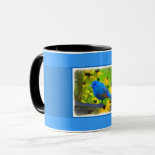 Tasse Peinture de Bunting Indigo - Art original pour ois