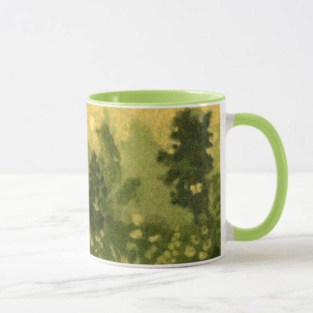 Tasse Pelouse d'été, peinture en laine, nuances vert pay (Droite)