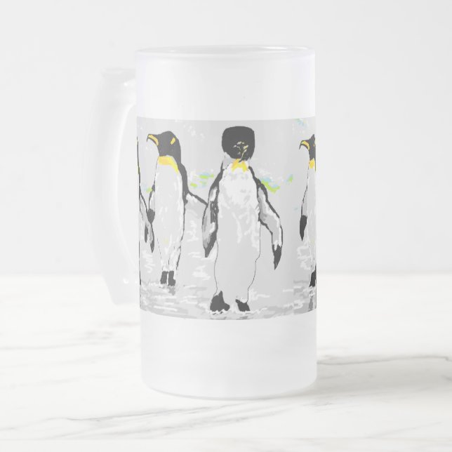 Tasse: Penquins Mattglas Bierglas (Vorderseite Links)