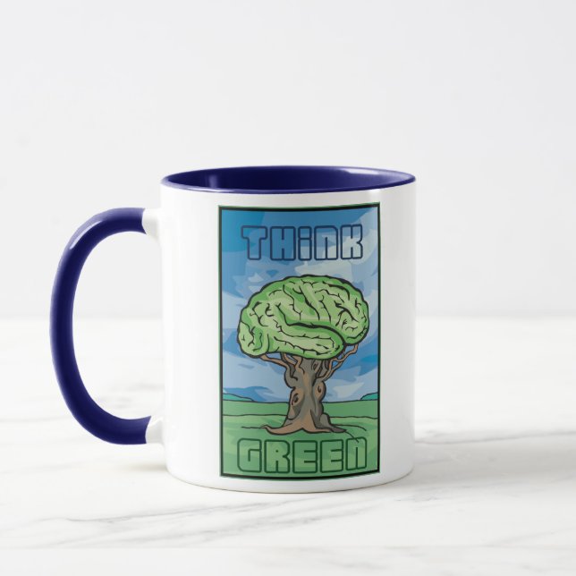 Tasse Pensez au cerveau vert (Gauche)