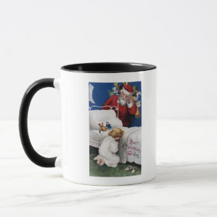 Tasse Père Noël observant la prière de fille