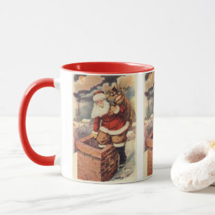 Tasse Père Noël victorien de Noël vintage dans une chemi