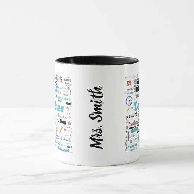 Tasse personalisierter Lehrer für Wortkunst (Zentrum)