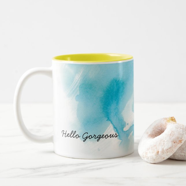 Tasse personnalisable d'aquarelle d'Aqua turquoise (Avec donut)