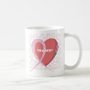 Tasse personnalisable de coeur de cancer du sein