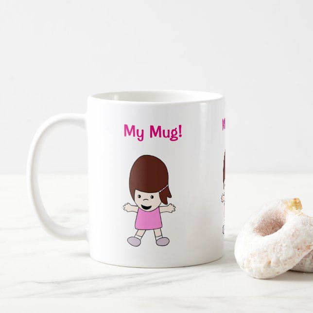 Tasse personnalisable de fille de bande dessinée (Avec donut)