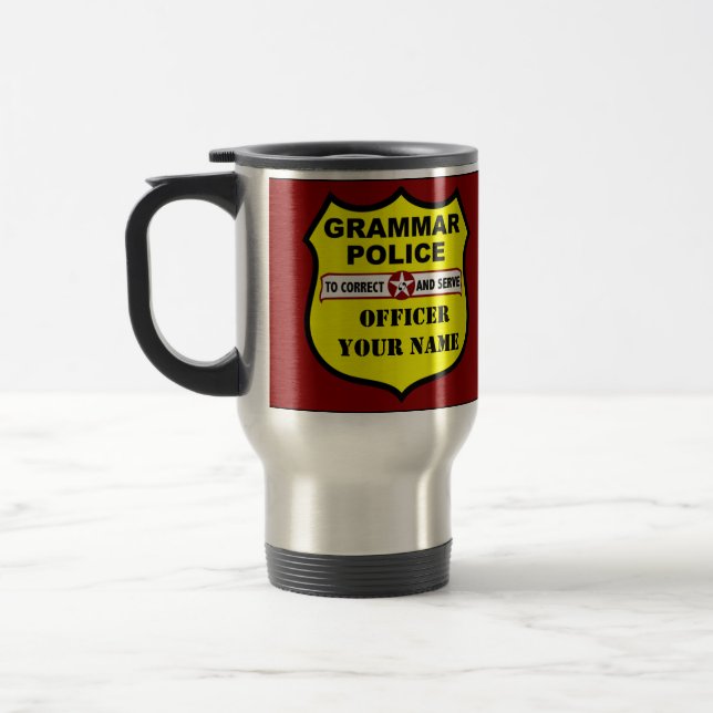 Tasse personnalisable de voyage de police de (Gauche)