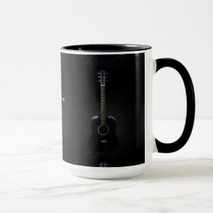 Tasse personnalisable noire de guitare acoustique