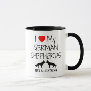 Tasse Personnalisé J'Aime Mes Deux Bergers Allemands