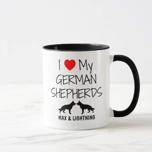 Tasse Personnalisé J'Aime Mes Deux Bergers Allemands (Droite)