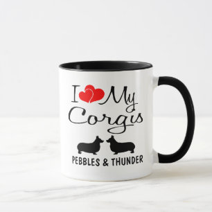 Tasse Personnalisé J'Aime Mes Deux Corgis