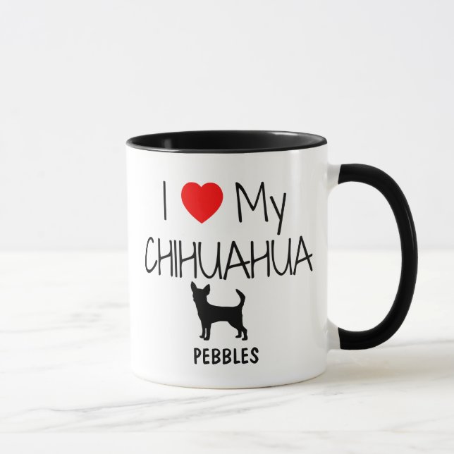 Tasse Personnalisé J'Aime Mon Chihuahua (Droite)