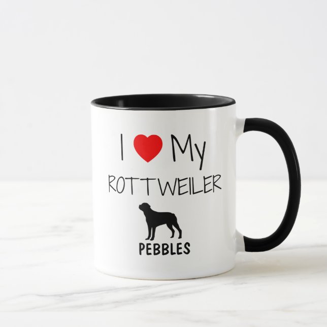 Tasse Personnalisé J'Aime Mon Rottweiler (Droite)