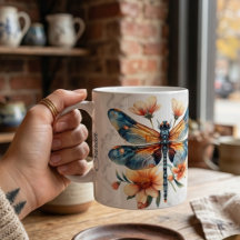 Tasse personnalisée à dragonfly aquarelle