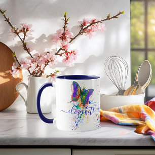 Tasse personnalisée avec éclaboussure de papillon
