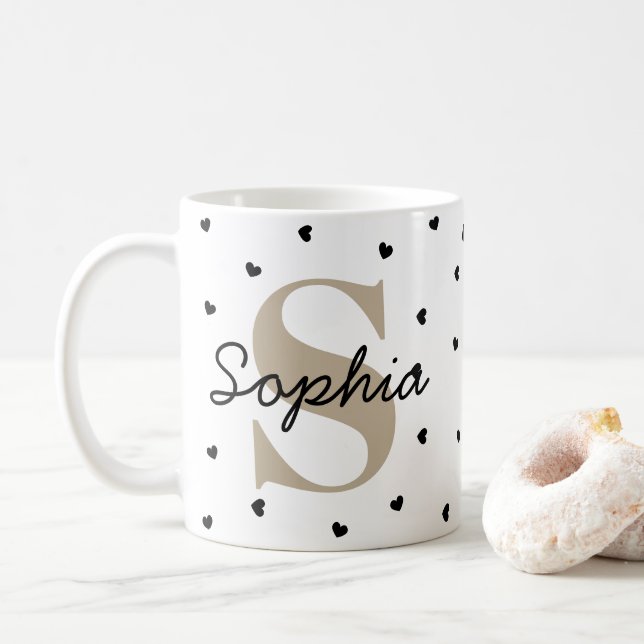 Tasse personnalisée avec initiale et nom – Coupe-c (Avec donut)