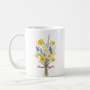 Tasse personnalisée avec la jonquille, fleur de na